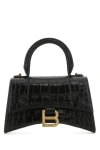Balenciaga Borsa Hourglass Small Con Lavorazione Coccodrillo Da Donna In Nero In Black