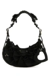 Balenciaga Satin Xs Shoulder Bag With Braided Handle And Bow Embellishment In Black