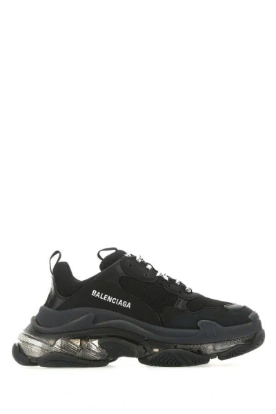 Balenciaga Triple S Mesh And Leather Sneakers In Black