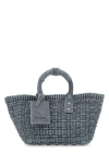 Balenciaga Bistro Woven Denim Tote In Blue