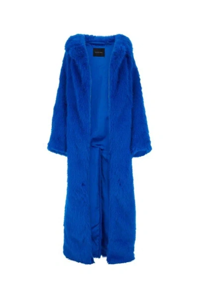 Balenciaga Woman Electric Blue Eco Fur Coat