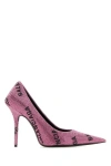 Balenciaga Square Knife Crystal-embellished Logo-jacquard Suede Pumps In Multicolor