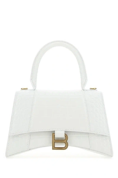 Balenciaga Hourglass Xs Top Handle Bag In White