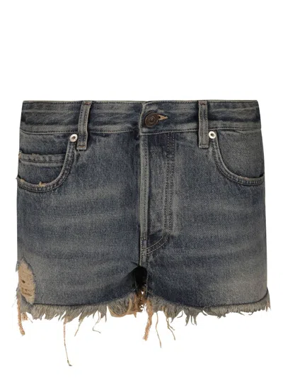 Balenciaga Women's 100% Cotton Comfortable Shorts In Blue Rust