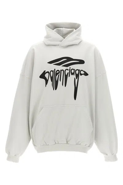 Balenciaga 3b Liquefied Hoodie In White