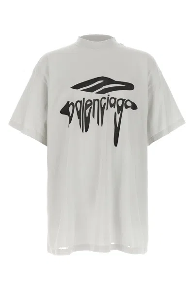 Balenciaga Light Grey Cotton Oversize T-shirt In Gray