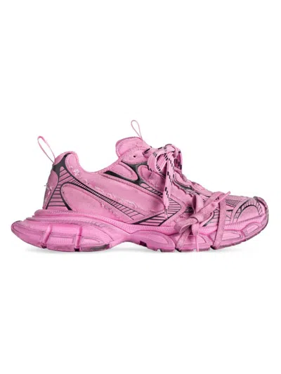 Balenciaga 3xl Distressed Canvas Chunky Trainer Sneakers In Pink