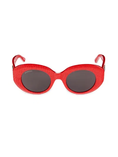 Balenciaga Eyewear Oval Frame Sunglasses In Red