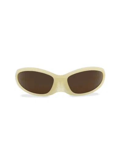 Balenciaga Women's 80mm Shield Sunglasses In Gold