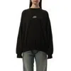 Balenciaga Crewneck Cotton Jersey Sweatshirt In Faded Black