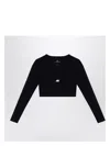Balenciaga Logo Scoop Neck Cropped Top With Long Sleeves