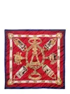 Balenciaga Red Burgundy Printed Square Scarf In Red