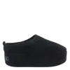Balenciaga Suede Mules With Rounded Toe And Elevated Platform Sole In Black