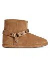 Balenciaga Alaska Studded Leather-trimmed Fleece-lined Suede Ankle Boots In Brown