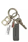 Balenciaga Chic Metal Finish Keyring With Multiple Charms