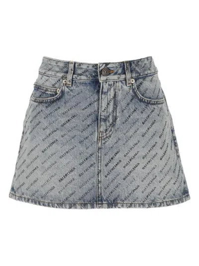 BALENCIAGA WOMEN'S ALL OVER LOGO MINISKIRT