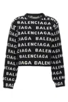 Balenciaga Women Allover Logo Wool Cropped Sweater In Multi
