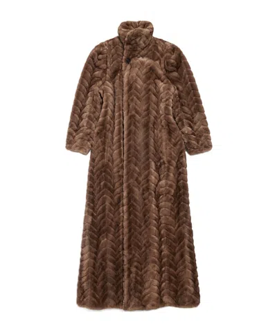 Balenciaga Women's Animal-free Fur Maxi Coat In Brown