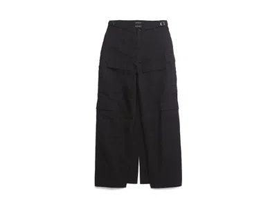 Pre-owned Balenciaga Women's Apron Cargo Pants Skirt In Black