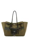 Balenciaga Women Army Green Canvas Medium Carry All Bel Air Handbag
