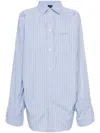 Balenciaga Cut Up Stripe Asymmetric Oversize Cotton Button-up Shirt In Blue