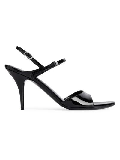 Balenciaga Patent Leather Avenue Bow Heeled Sandals 90 In Black