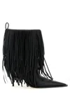 Balenciaga Avenue Fringe Ankle Boots Pointed Toe Pull Tab In Black