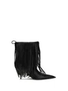 Balenciaga Avenue Fringe Ankle Boots Pointed Toe Pull Tab In Black
