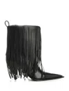 Balenciaga Avenue Fringe Ankle Boots Pointed Toe Pull Tab In Black