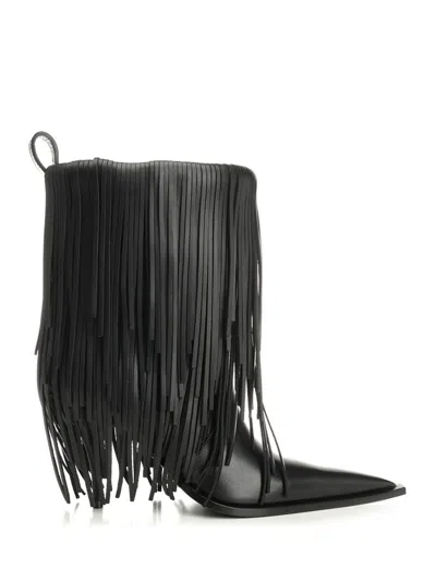 BALENCIAGA BALENCIAGA WOMEN AVENUE FRINGE ANKLE BOOTS
