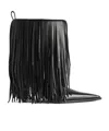 Balenciaga Avenue Fringe Ankle Boots Pointed Toe Pull Tab In Black