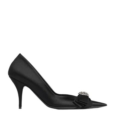 Balenciaga Avenue Palazzo 90 Embellished Satin Pumps In Black
