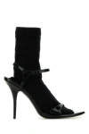 Balenciaga Avenue Sock Black Sandal In Patent Leather And Mesh In Multicolor