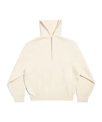 Balenciaga Women's Back-to-front High Neck Sweater In Off White