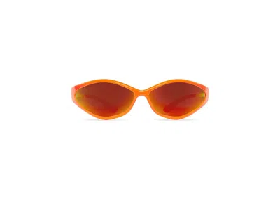 Pre-owned Balenciaga Women's  90s Oval Sunglasses In Fluo Orange (745069t00077559)