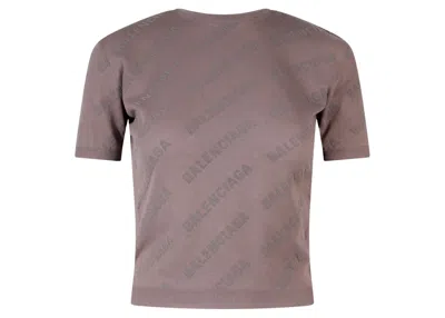 Pre-owned Balenciaga Women's  Allover Logo T-shirt In Beige In Sand