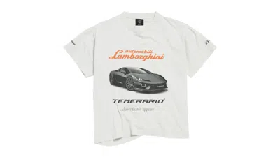 Pre-owned Balenciaga Women's  Automobil Lamborghini Boxing T-shirt In Dirty White