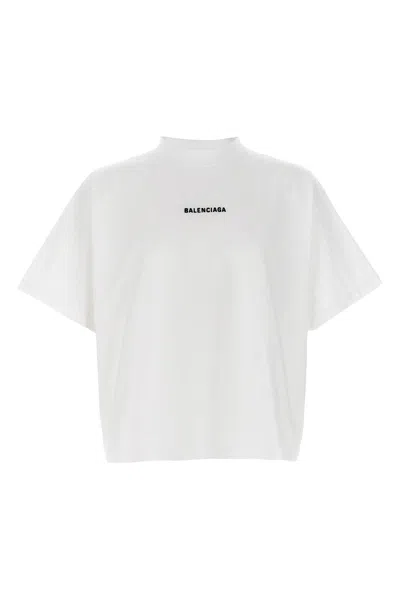 Balenciaga Cropped Logo T-shirt In White