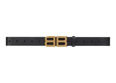 Pre-owned Balenciaga Women's  Bb Hourglass Belt Medium In Black/aged Gold