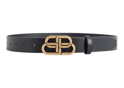 Pre-owned Balenciaga Women's  Bb Large Belt Goldtone In Black