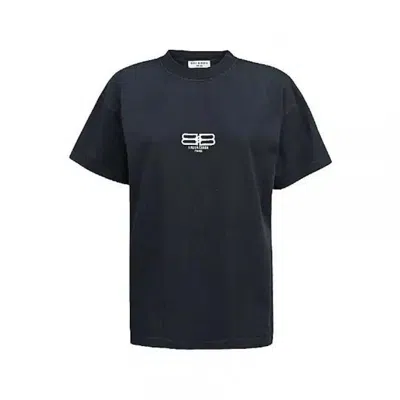 Pre-owned Balenciaga Women's  Bb Paris Icon Medium Fit T-shirt In Black