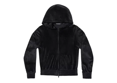 Pre-owned Balenciaga Women's  Bb Paris Strass Zipup Fitted Hoodie In Black
