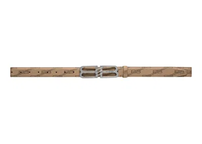 Pre-owned Balenciaga Women's  Bb Signature Belt 30 Mm Bb Monogram In Beige/brown