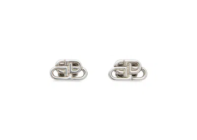 Pre-owned Balenciaga Women's  Bb Xs Stud Earrings In Silver
