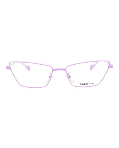 Pre-owned Balenciaga Women's  Cat Eyeframe Metal Optical Frames In Violet Violet Transparent (bb0091o/30008429/