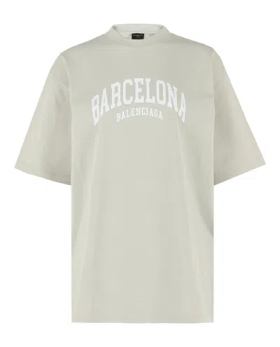 Pre-owned Balenciaga Women's  Cities Short Sleeve T-shirt In Shell White