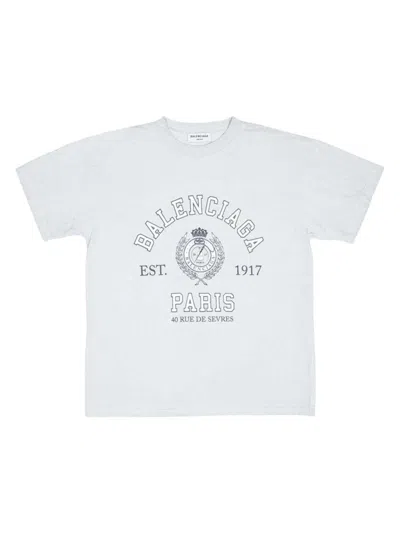 Pre-owned Balenciaga Women's  College 1917 T-shirt In White