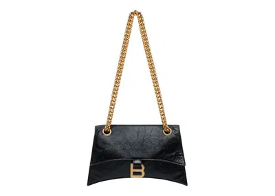 Pre-owned Balenciaga Women's  Crush Chain Shoulder Bag Small In Black/aged Gold