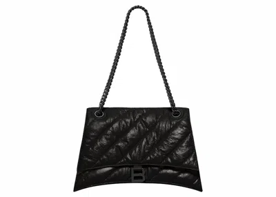 Pre-owned Balenciaga Women's  Crush Medium Chain Quilted Bag In Black