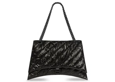 Pre-owned Balenciaga Women's  Crush Quilted Large Chain Bag In Black